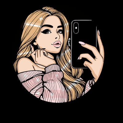 realistic girl taking mirror selfie beautiful