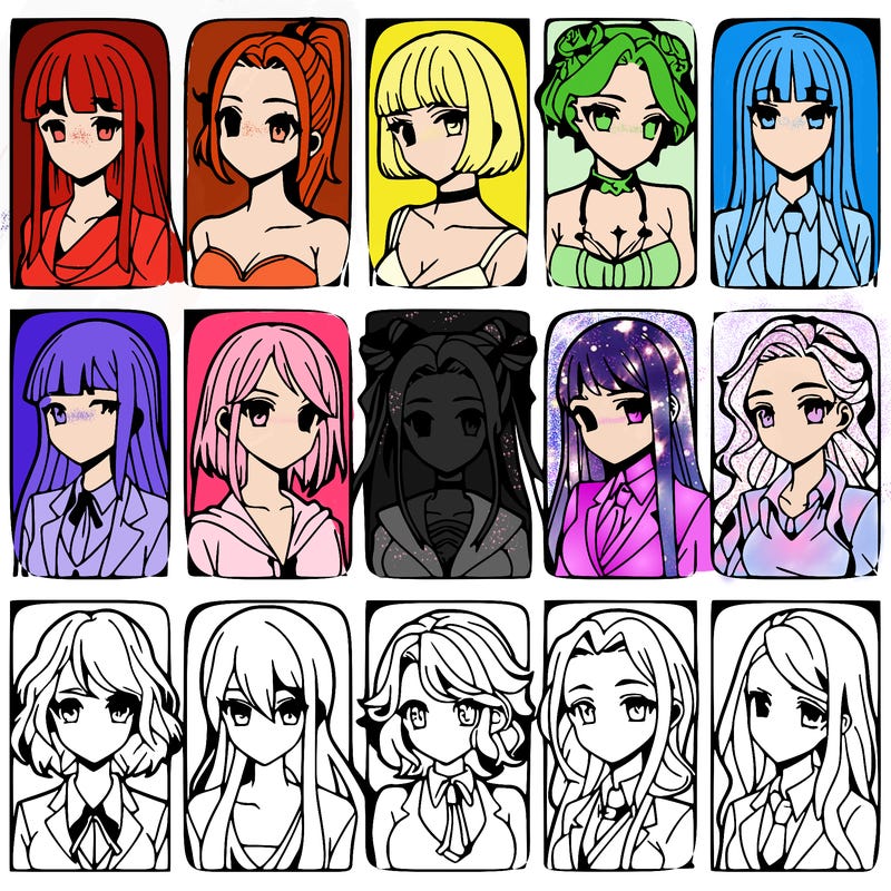 girls that look diffrent anime