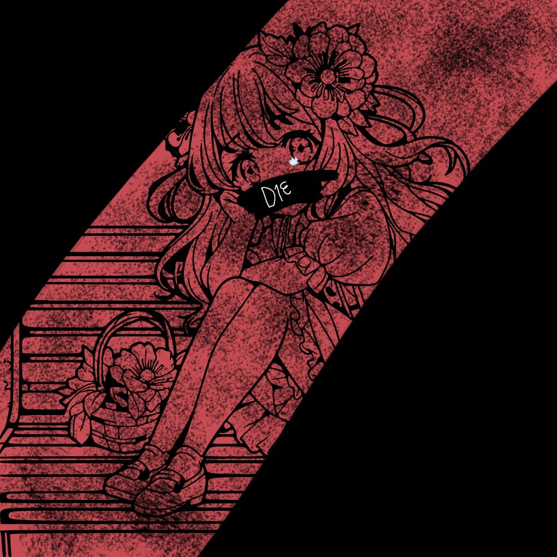 anime flower girl sitting on a bench in the sky