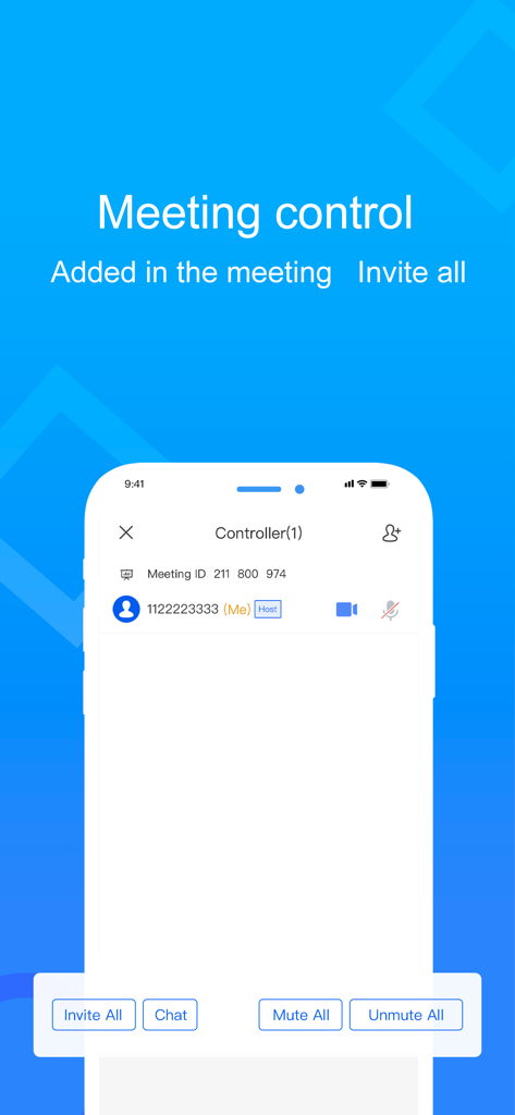 云视讯-中国移动 - ViLin enterprise video conference meeting control screen with host options