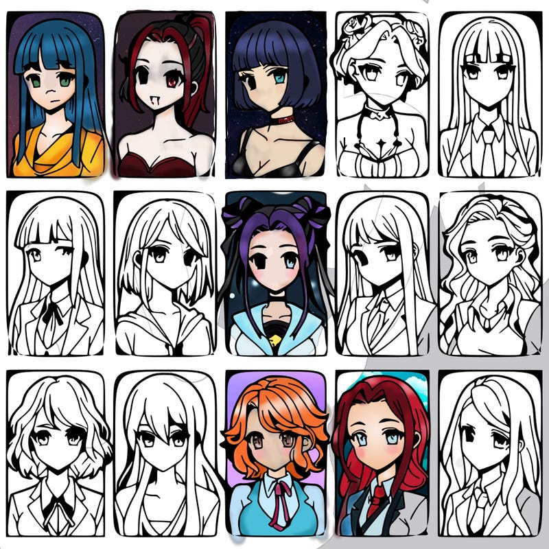 girls that look diffrent anime