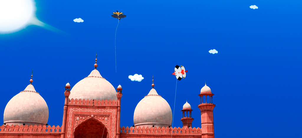 Pipa Combate 3D - Kite Flying - Cometas volando sobre una mezquita roja en el juego Pipa Combate 3D