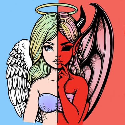 realistic angel half demon