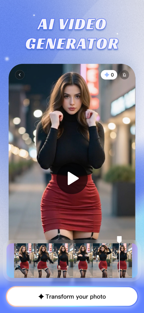 Monkey AI Video Generator - Monkey AI Video Generator App-Oberfläche, die zeigt, wie ein Foto in ein hochauflösendes Video animiert wird