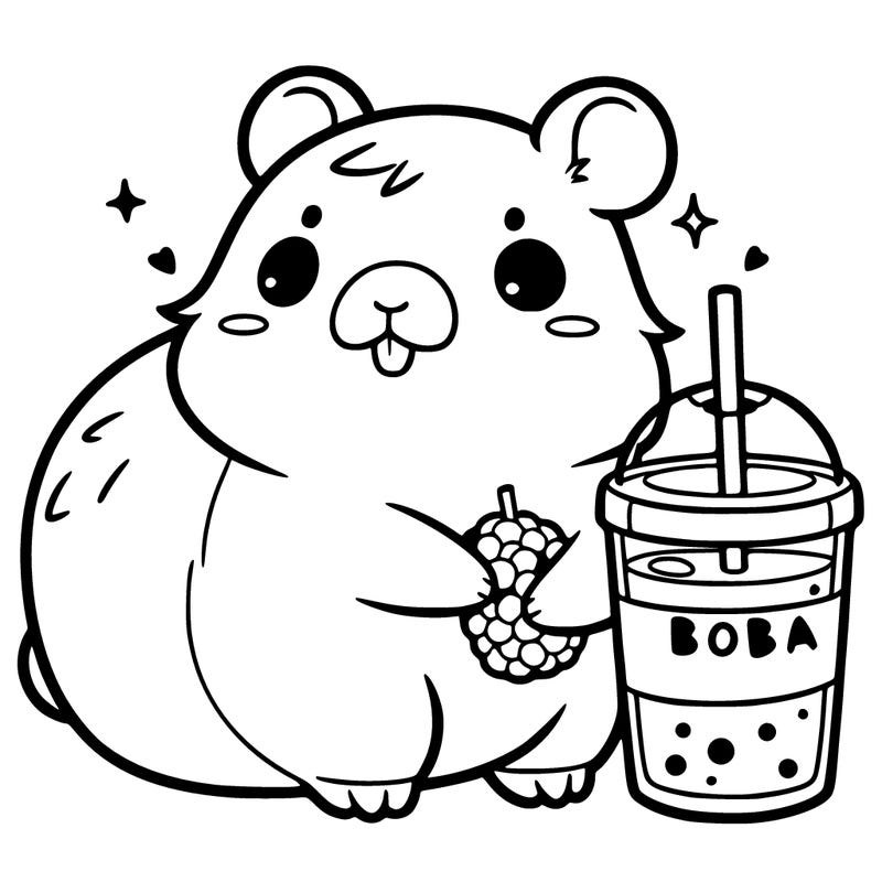kwaii capybara with boba