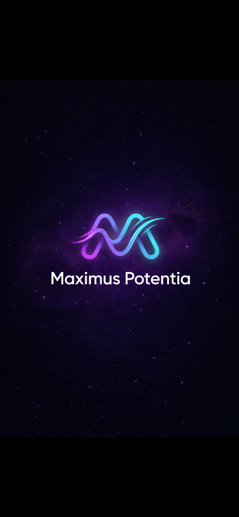 Maximus Potentia - Maximus Potentia app logo with a stylized neon M on a dark galaxy background