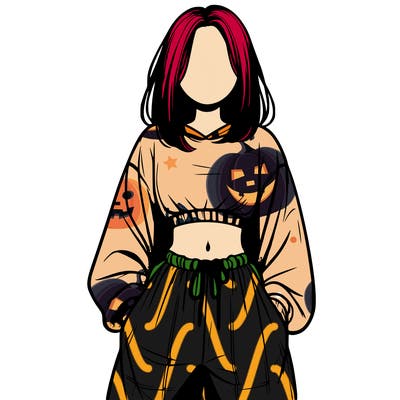 realistic girl faceless with baggy pants and a crop top