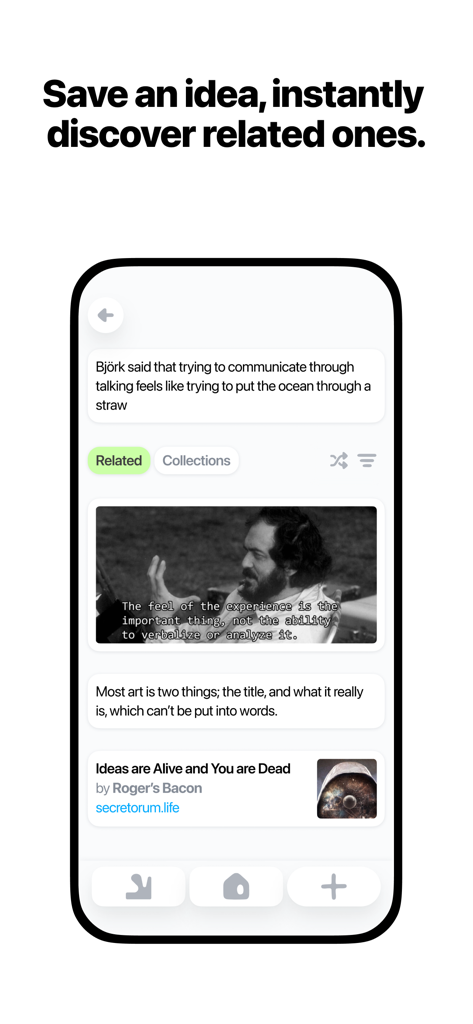 Sublime Internet - Sublime Internet app interface showing a saved quote and automatically discovered related content