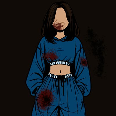 realistic girl faceless with baggy pants and a crop top