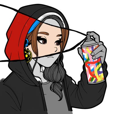 a realistic girl, spray painting