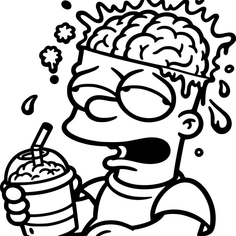 bart with a slushy and brain freeze