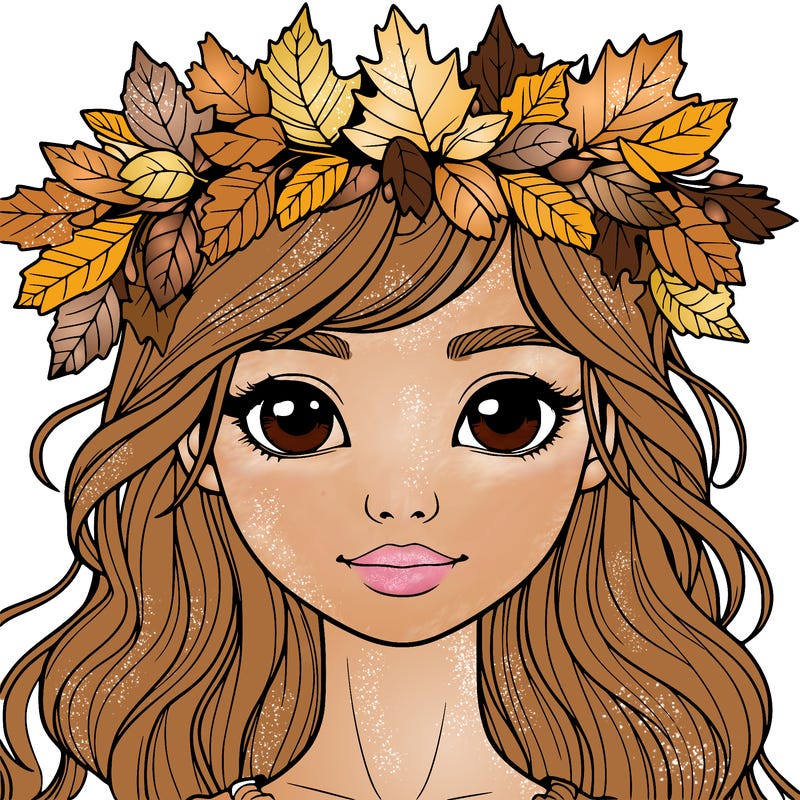 realistic girl with fall leaf crown