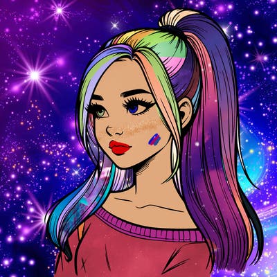 realistic girl with a high ponytail
