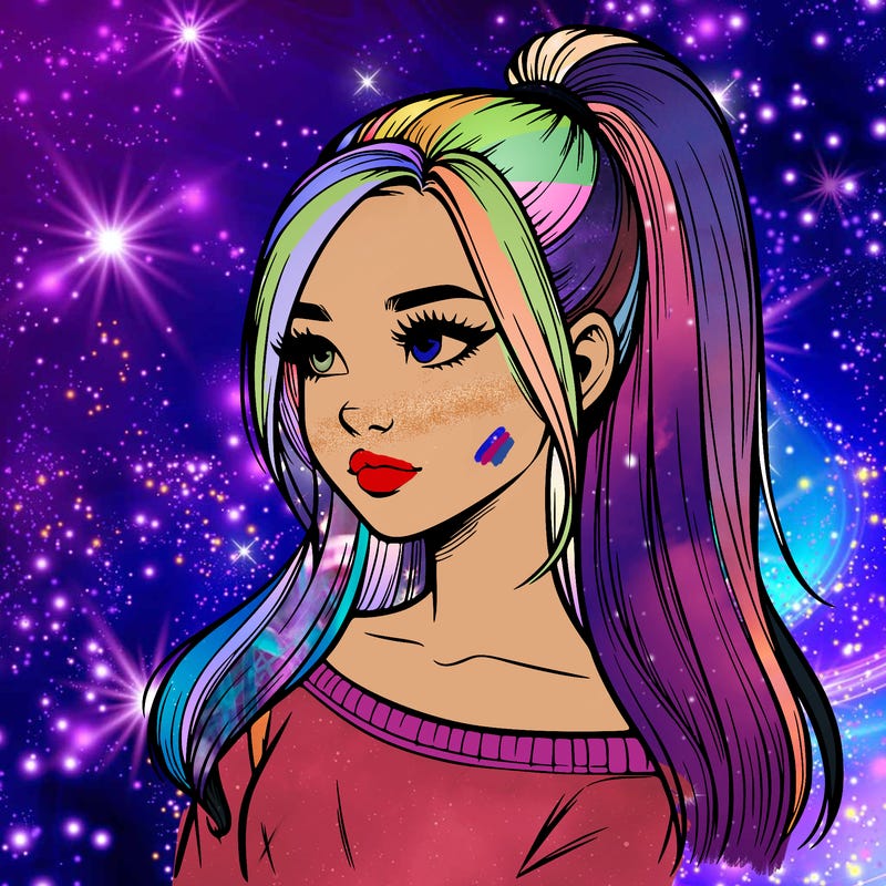 realistic girl with a high ponytail