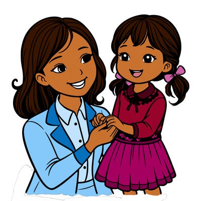 realistic mom and kid daughter