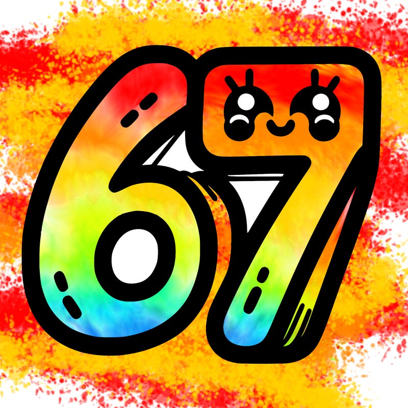 the numbers 67