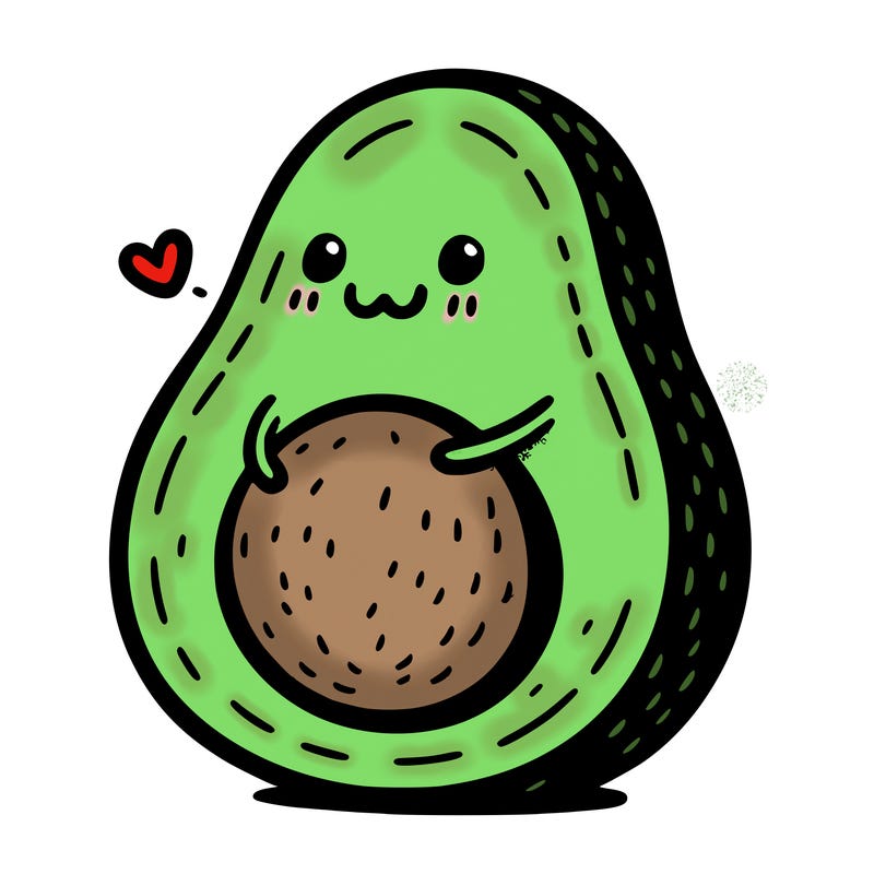 an avocado hugging an avocado