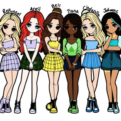 a group of girls realistic