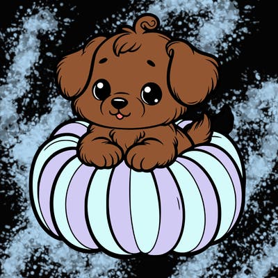 cute little puppy in a pumpkin