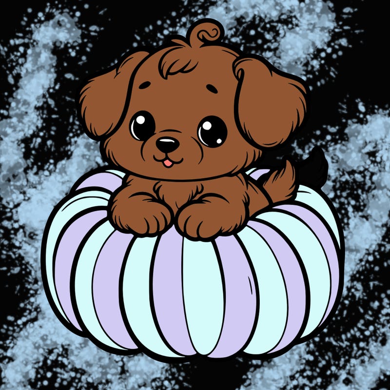 cute little puppy in a pumpkin