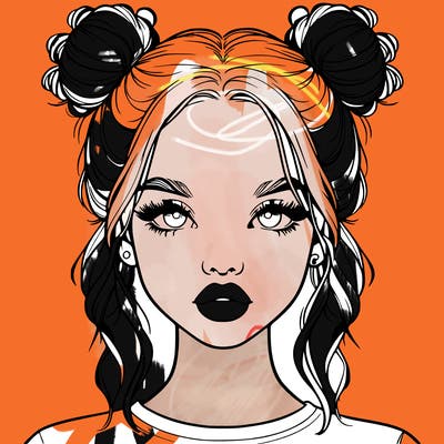 realistic girl with two buns in hair and lips