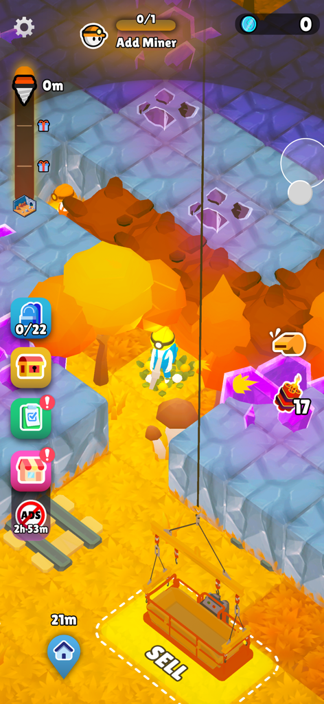 Mine Rush : Digging Adventure - Gameplay screen of Mine Rush Digging Adventure showing a miner and underground mining environment.