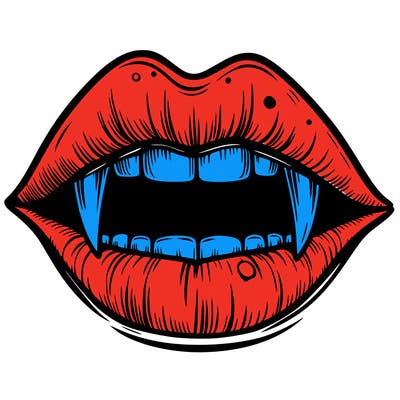 lips with vampire teeth