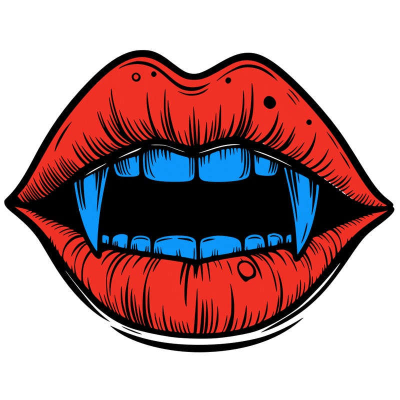 lips with vampire teeth