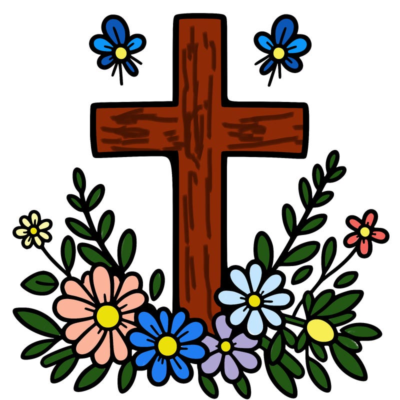 cross with flowers