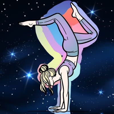 a woman doing a handstand