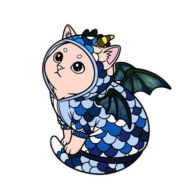 cat in a dragon hoodie