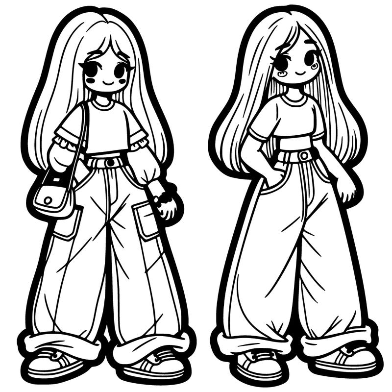 two girls in baggy jeans