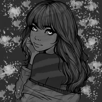 realistic girl with bangs looking over her shoulder