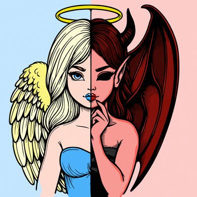 realistic angel half demon