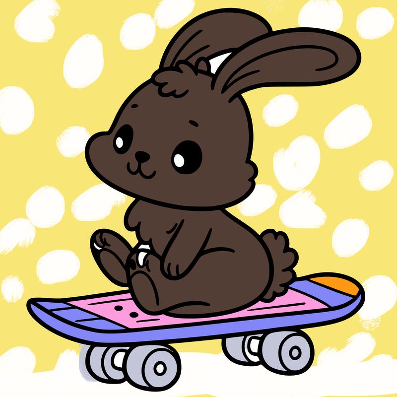 a bunny on a skateboard