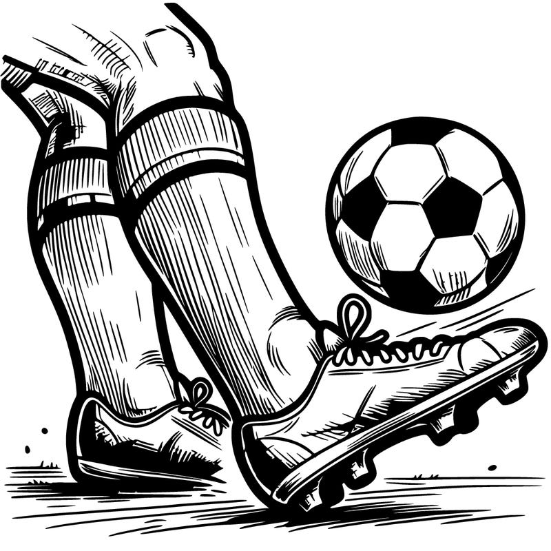 drawing football player foot on ball