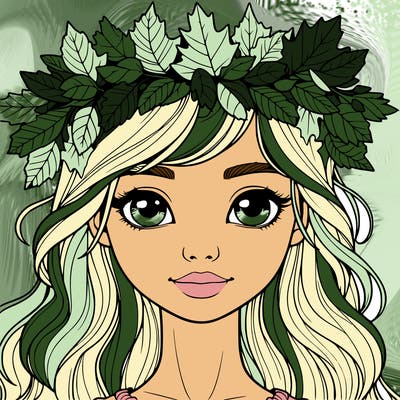 realistic girl with fall leaf crown