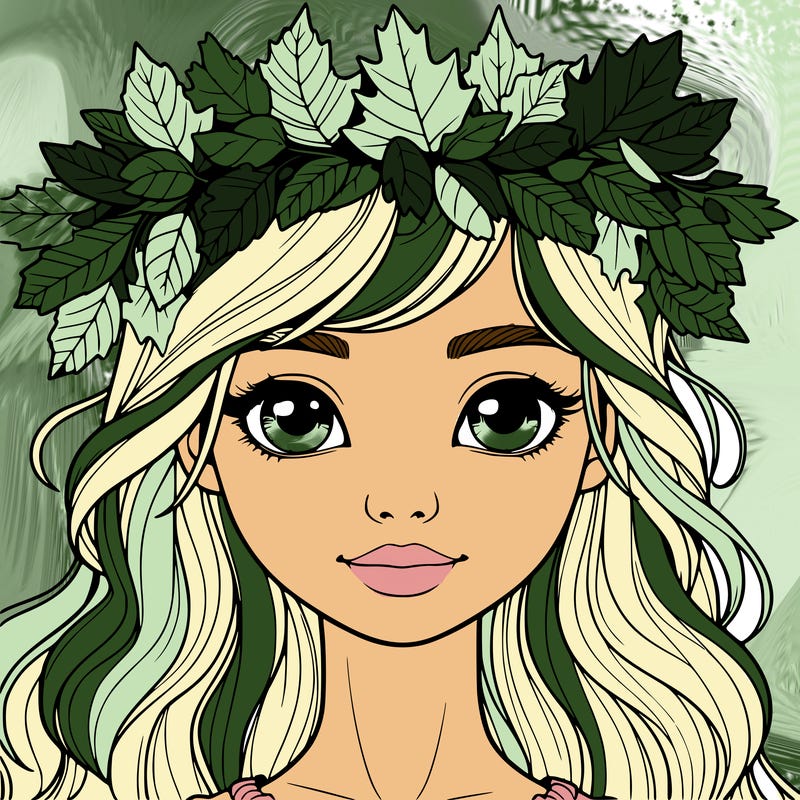 realistic girl with fall leaf crown