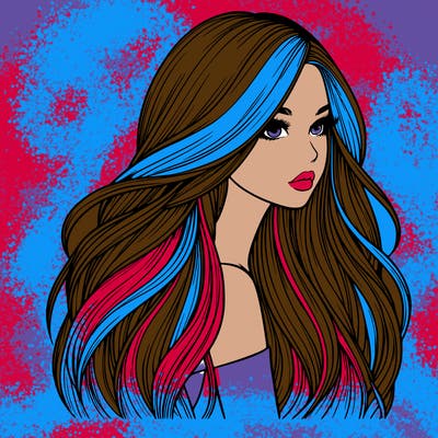 realistic girl with long realistic hair