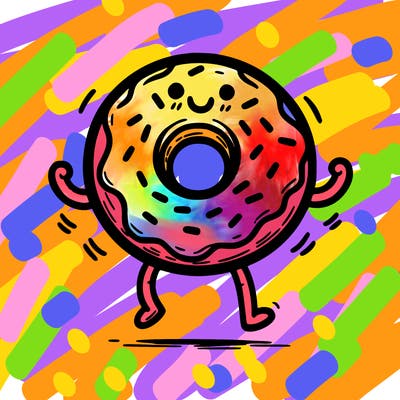 donut with stick legs and stick arms