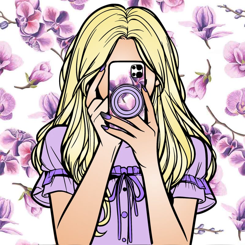 a realistic girl holding her phone taking pictures