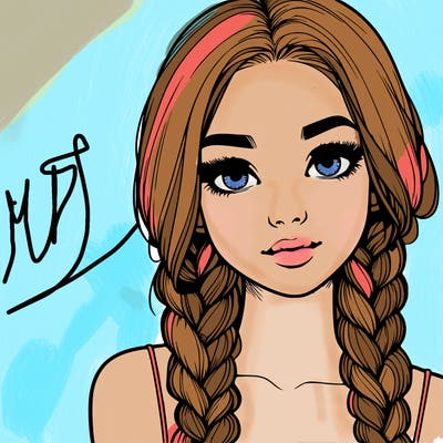 realistic girl with braids