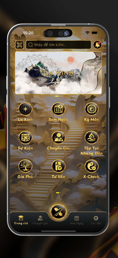 Xhero - Xheroアプリのホーム画面。風水と戦略コンサルティングツールが表示されています