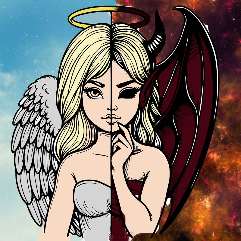 realistic angel half demon