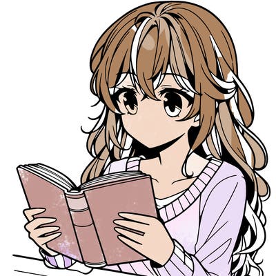 anime girl reading a book