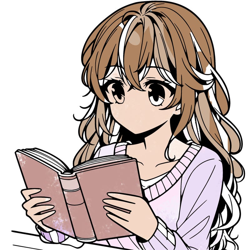 anime girl reading a book