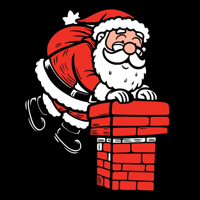 santa climbing down a chimney