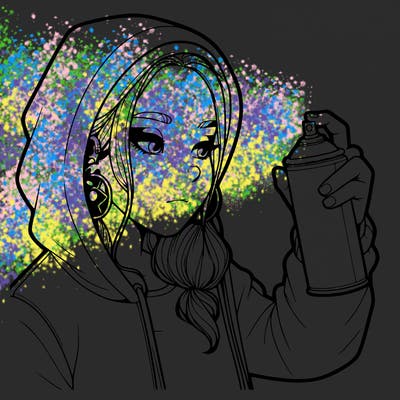 a realistic girl, spray painting