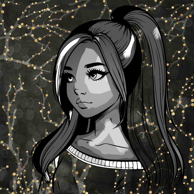 realistic girl with a high ponytail