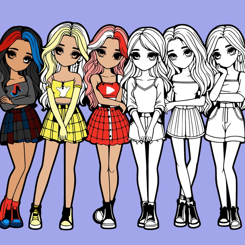 a group of girls realistic